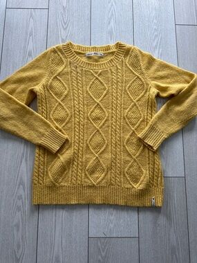 Woolrich Mustard Yellow Cable Knit Crewneck Sweater Medium